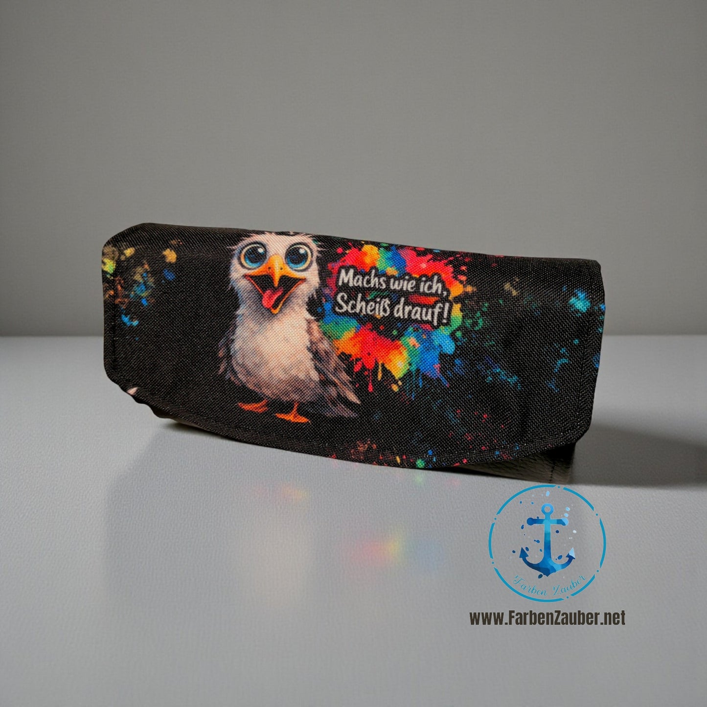 Große Geldbörse mit Möwe "Machs wie ich, scheiß drauf!"