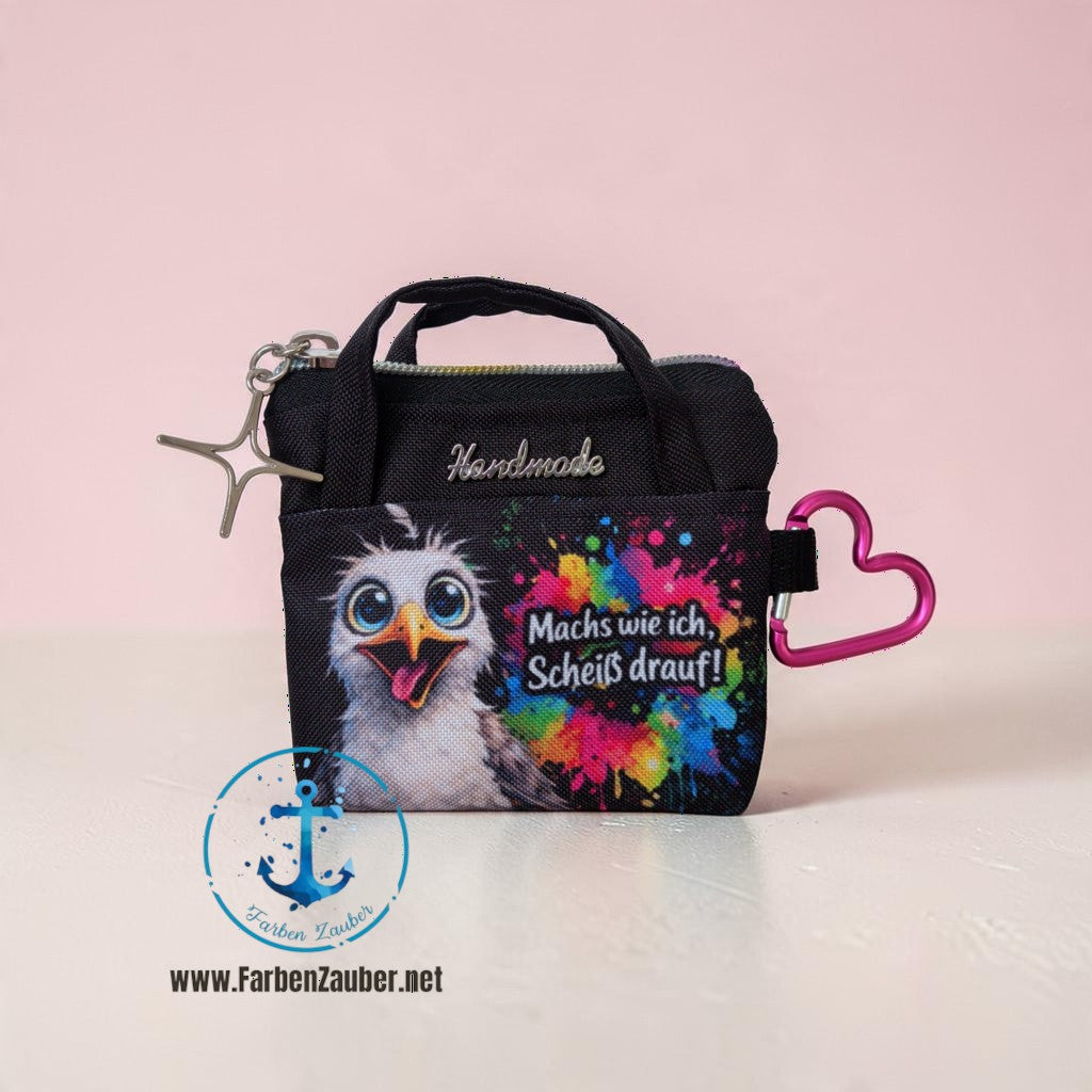 Mini Täschchen mit Karabinerhaken Möwe