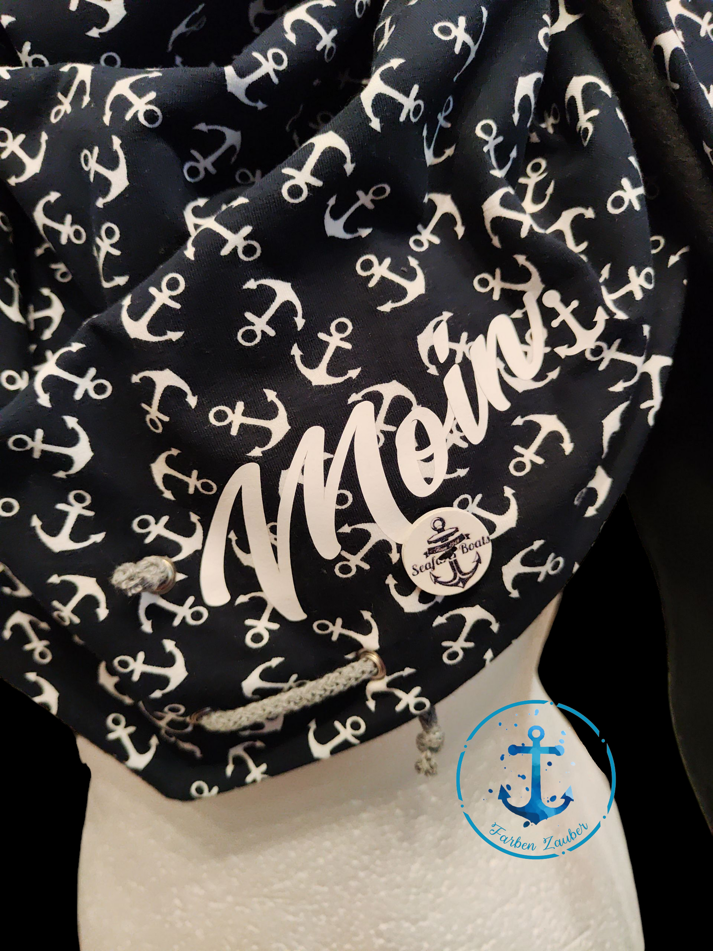 XXL Wickelloop mit Stirnband Maritim Anker