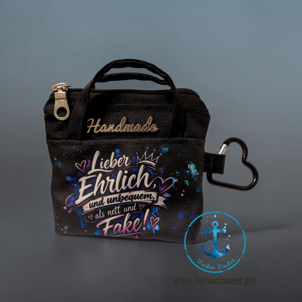 Mini Täschchen mit Karabinerhaken "Lieber Ehrlich.."