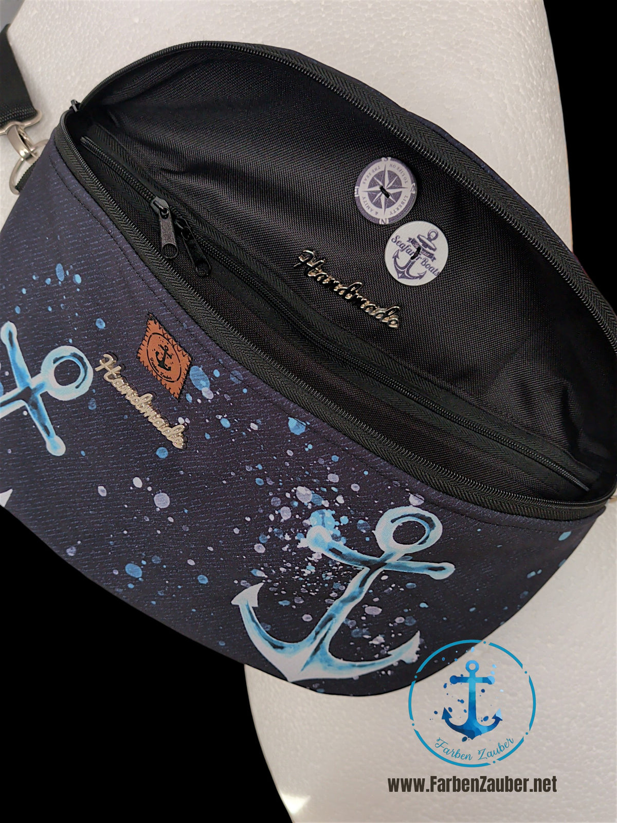 Große Bauchtasche/Schultertasche Anker Maritim