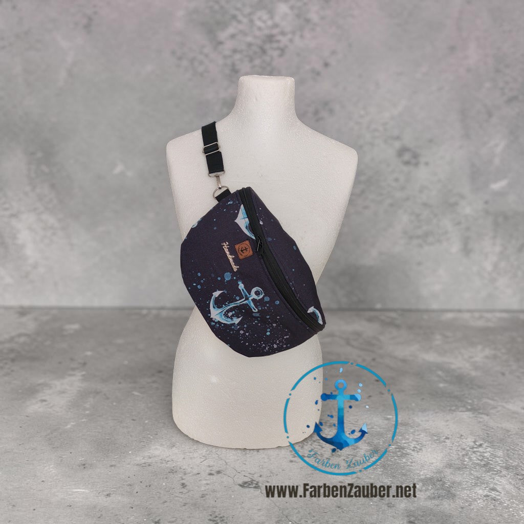 Große Bauchtasche/Schultertasche Maritim Anker