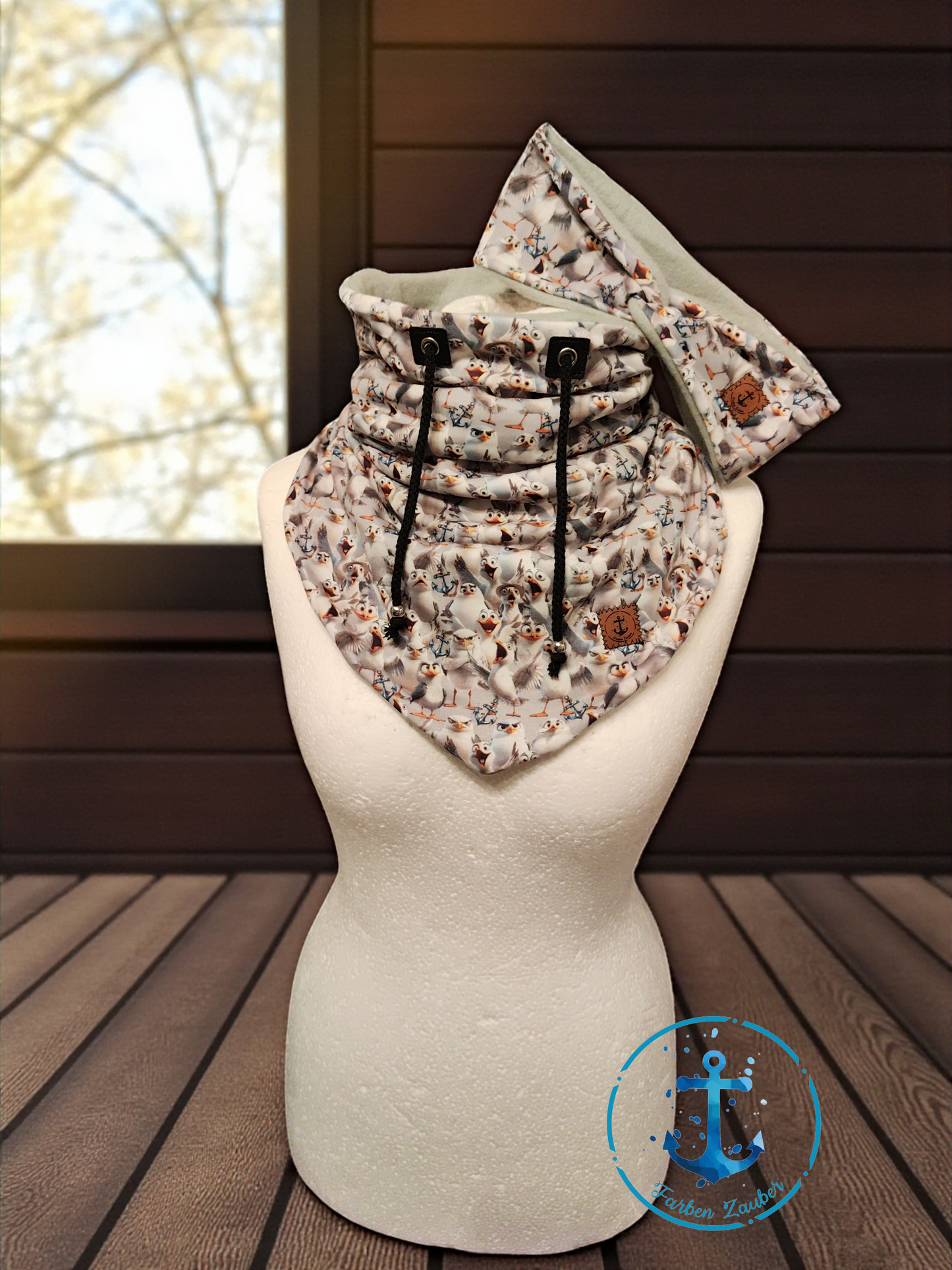 Schlupfloop mit passenden Stirnband Möwen