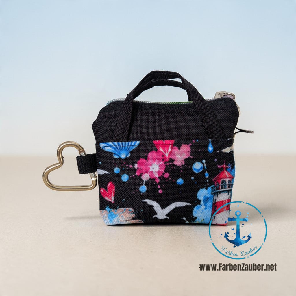 Mini Täschchen mit Karabinerhaken Maritim
