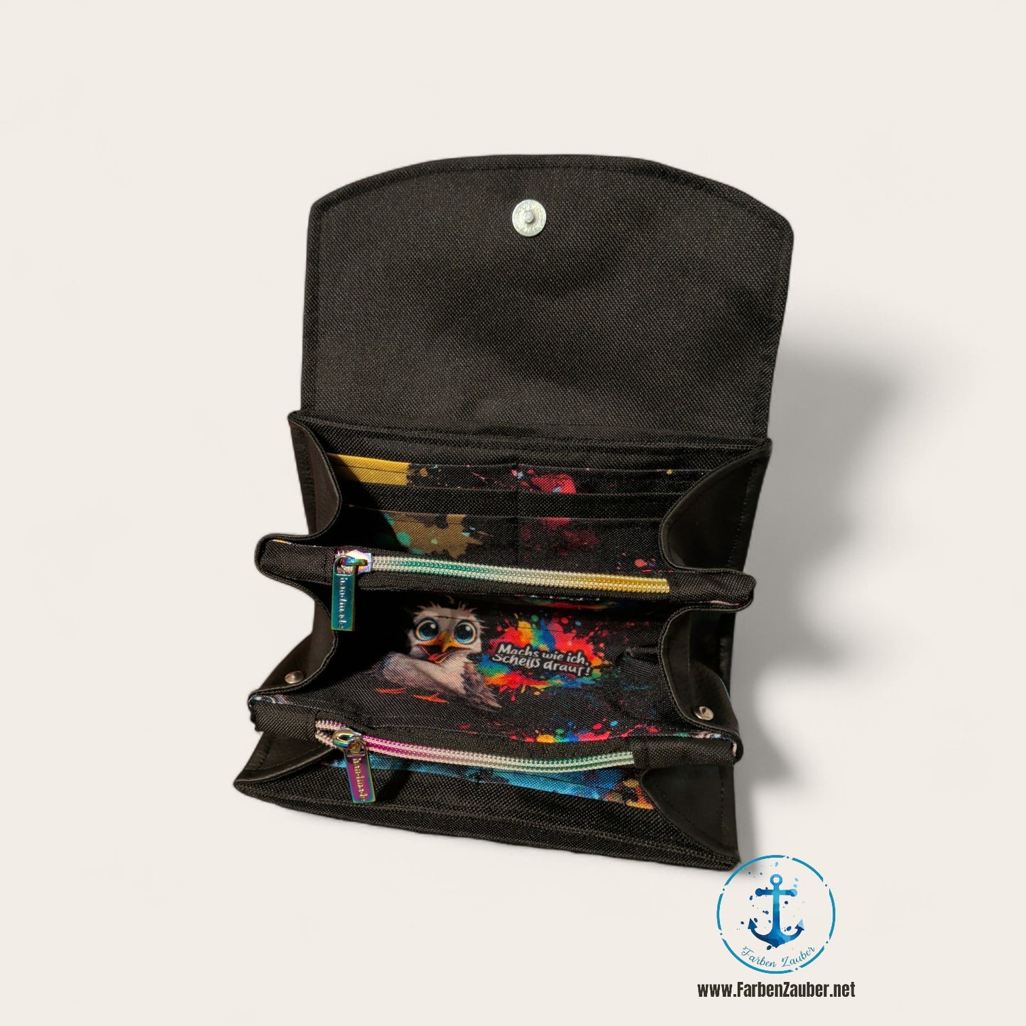 Große Geldbörse mit Möwe "Machs wie ich, scheiß drauf!"