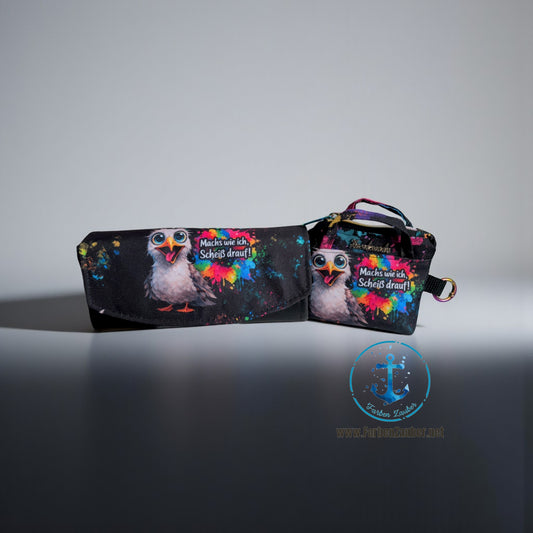 Große Geldbörse mit Möwe "Machs wie ich, scheiß drauf!"