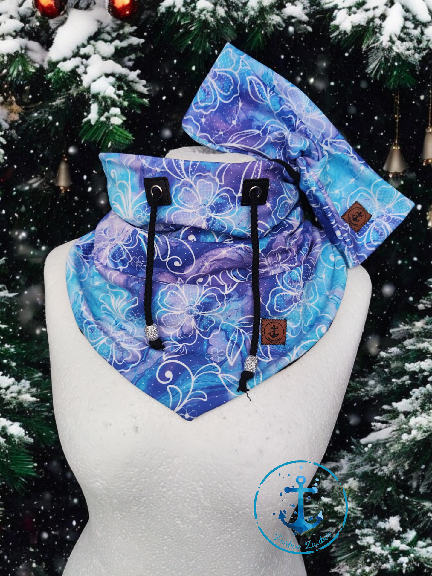 Schlupfloop mit passenden Stirnband Winterlich